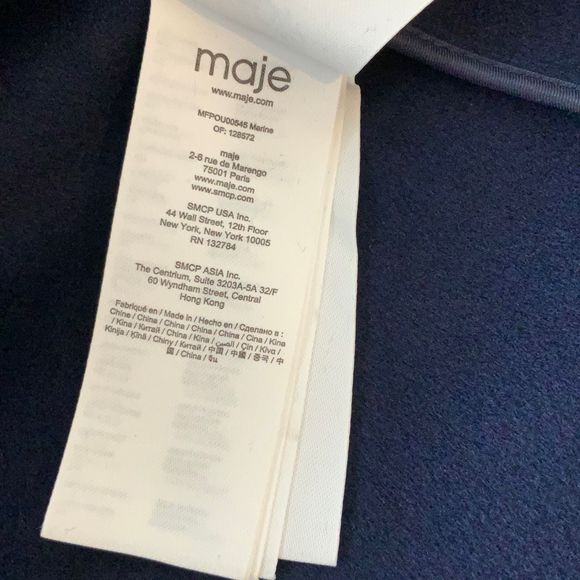 Maje Galami Double-Faced Wool Coat Marine Size 38 - Picture 10 of 10